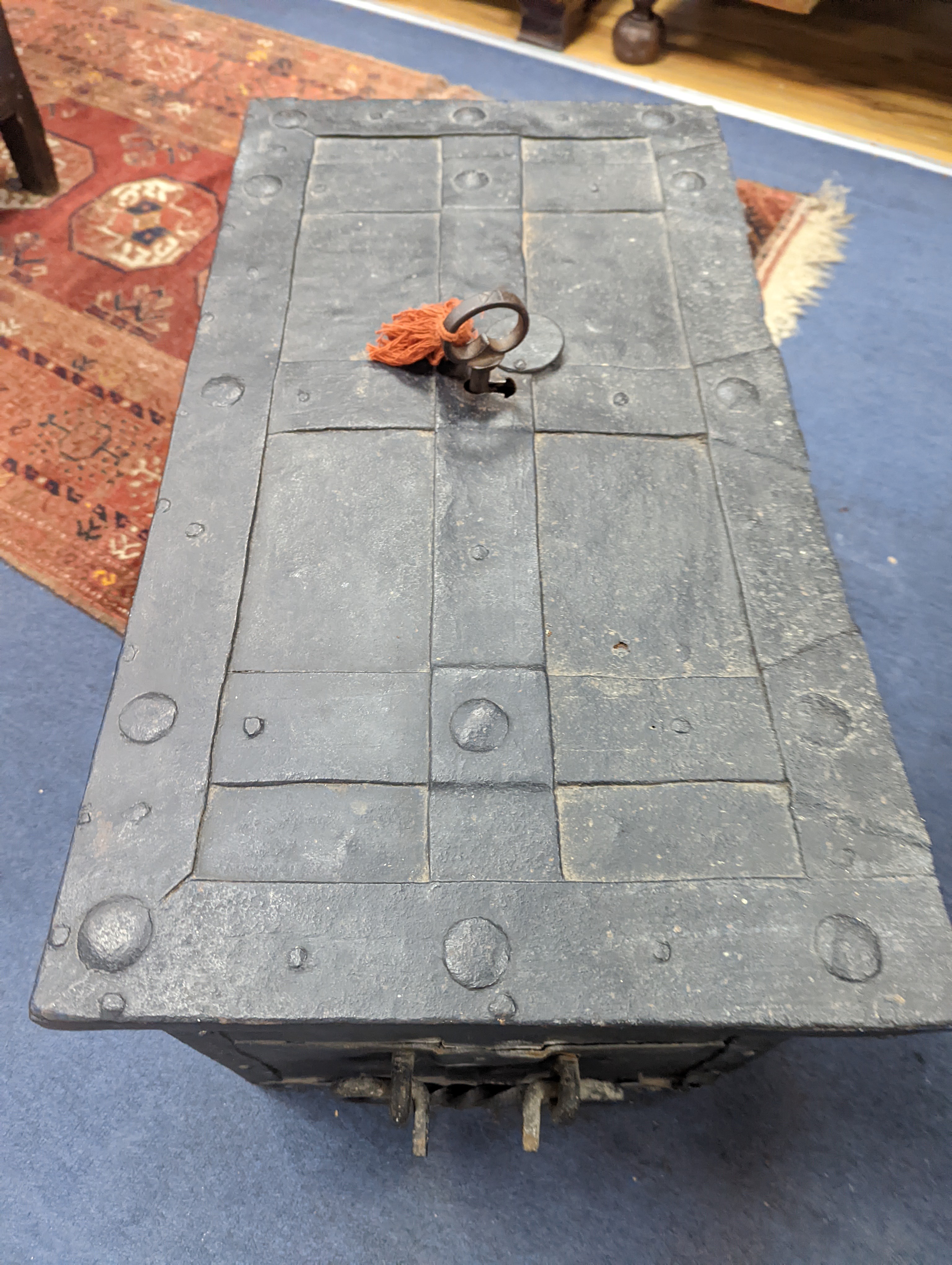 A 17th/18th century German ironbound 'Armada' chest, with key